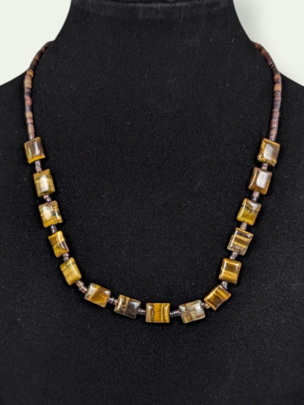Bohemian Tiger's Eye Rectangle Beaded Necklace